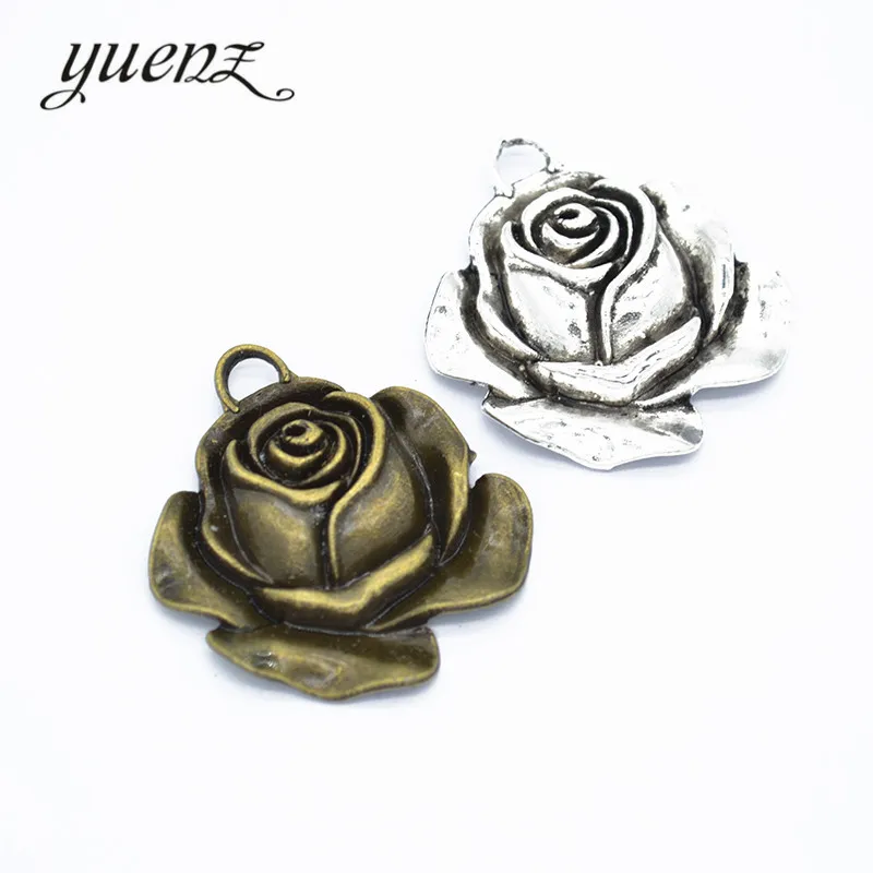 

YuenZ 5pcs Rose flower charms metal pendants for jewelryl making 36*30mm Q196