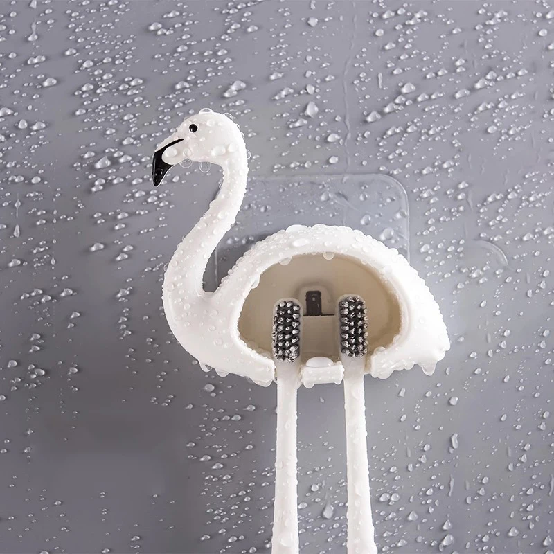 Ванная комната организовать милый фламинго шаблон держатель для зубной пасты и для зубной щетки стеллаж для хранения зубная щетка диспенсер аксессуары для ванной комнаты набор