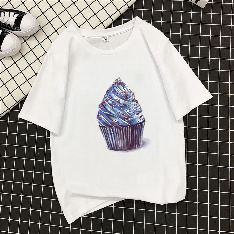 Новые милые летние футболки с мороженым Harajuku Kawaii для женщин и девочек винтажные