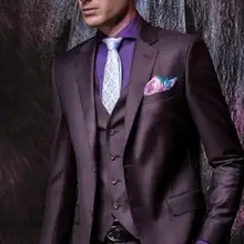 Свадебный костюм мужской бордовый смокинги для жениха 3 шт Slim Fit Мужские свадебные костюмы для выпускного вечера(пиджак+ брюки+ жилет) Блейзер masculino