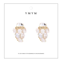 YMYW Роскошные серьги-гвоздики в стиле барокко с натуральным пресноводным жемчугом очаровательные медные стразы серьги для женщин Bijoux En Argent 925