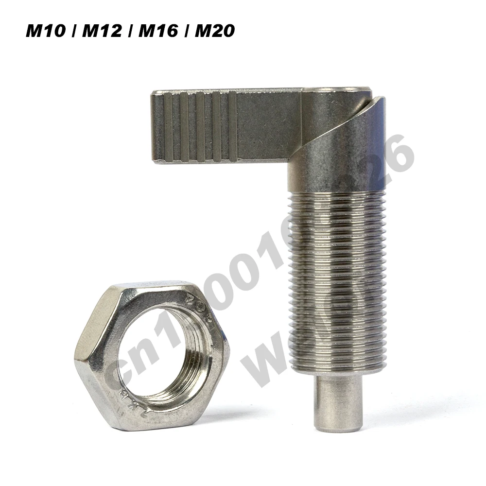 Stainless Steel Knurled Plungers Locking Spring Screw Indexing Plungers Lever Type With Lock Nut Fine Thread M10*1 M12*1.5 M16*1.5 M20*1.5