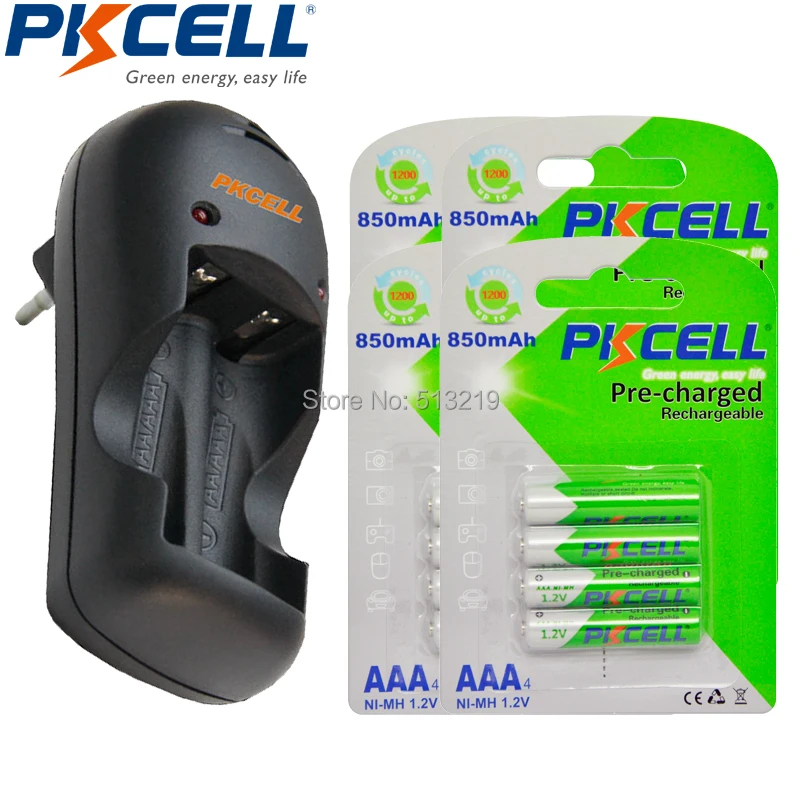 

20Pcs PKCELL Pre-charged 3A Rechargeable AAA Battery and 2slot US Plug Charger LED Lights For 1-2pcs AA/AAA NIMH/NICD Batteries