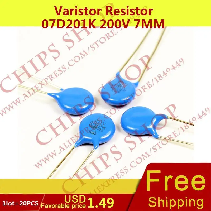1LOT=20PCS Varistor Resistor 07D201K 200V 7MM Series07D in Resistors