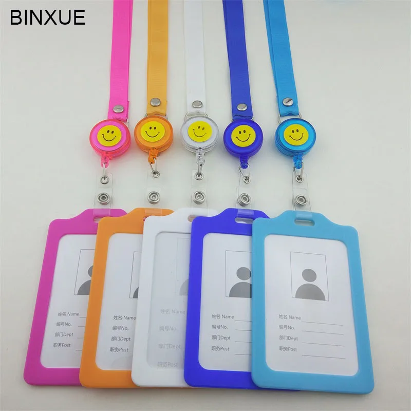 

BINXUE Tuba Employee ID card Cover card,ID Holder identification tag staff badge 1 CM wide Lanyard Can hang, you can clip A7