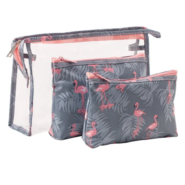 Flamingo Ruputin 3 шт./компл. прозрачный ПВХ Для женщин Макияж сумка Портативный Сумочка для умывальных принадлежностей дорожный органайзер косметичка Водонепроницаемый для хранения макияжа сумка - Цвет: Flamingo