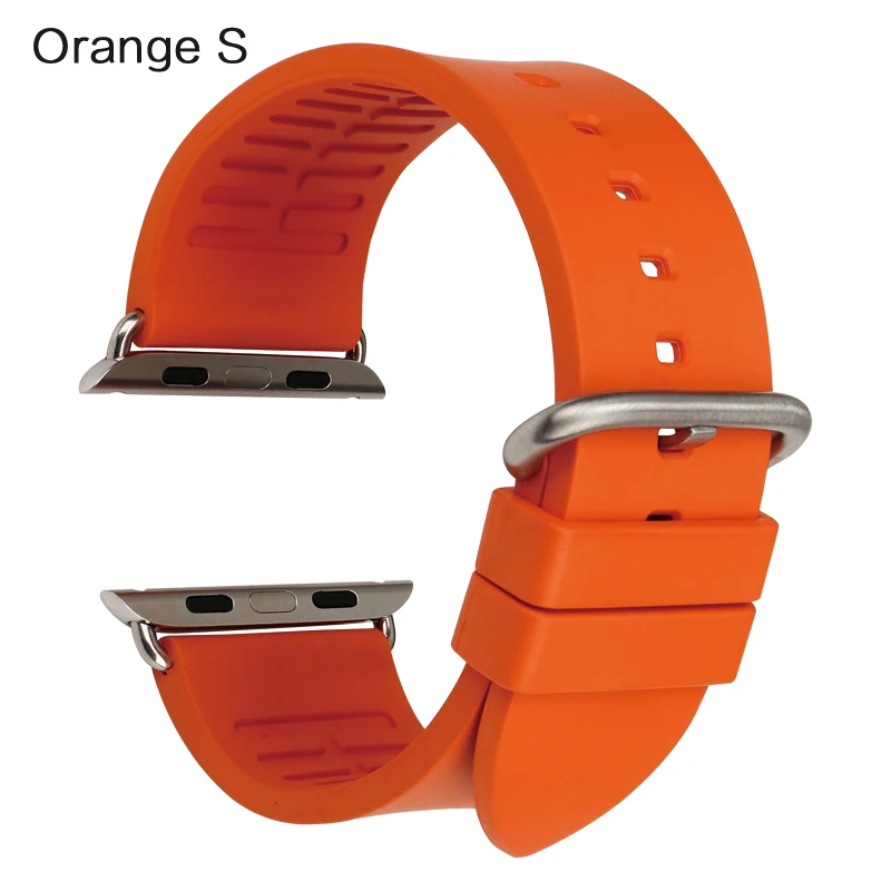 Новая мода цвет Orange fluororubber резиновый ремешок для спорта Apple Watch группа 42 мм 38 мм серии 1& 2 iwatch ремешки - Цвет ремешка: Orange S