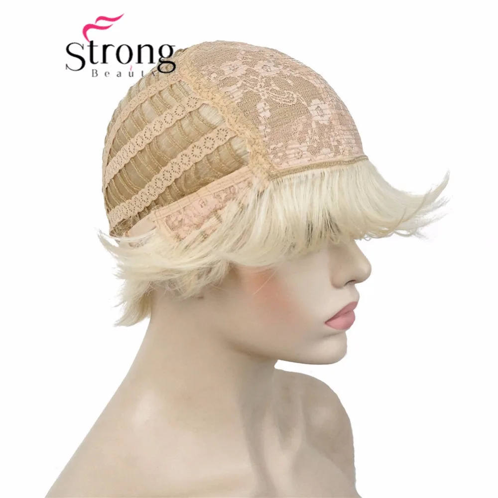 StrongBeauty супер короткий многослойный и колючий блондинка полный синтетический