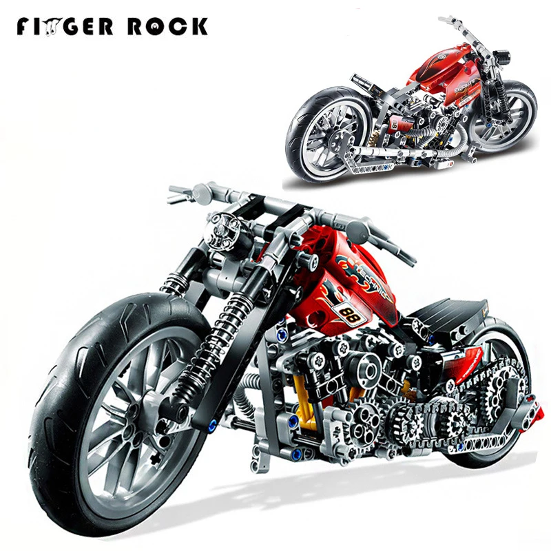 Finger Rock 3354 378PCS Racing Motorcycle Model Building Kits Compatible legoINGLYs Bricks Speed Motorcycle Toys For Boy
