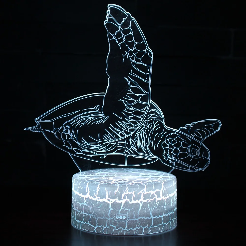Морская черепаха дельфин рыба акула Осьминог животное светодиодный 3D Визуальный ночной Светильник креативная Иллюзия Новинка Настольная лампа детский подарок сувенир