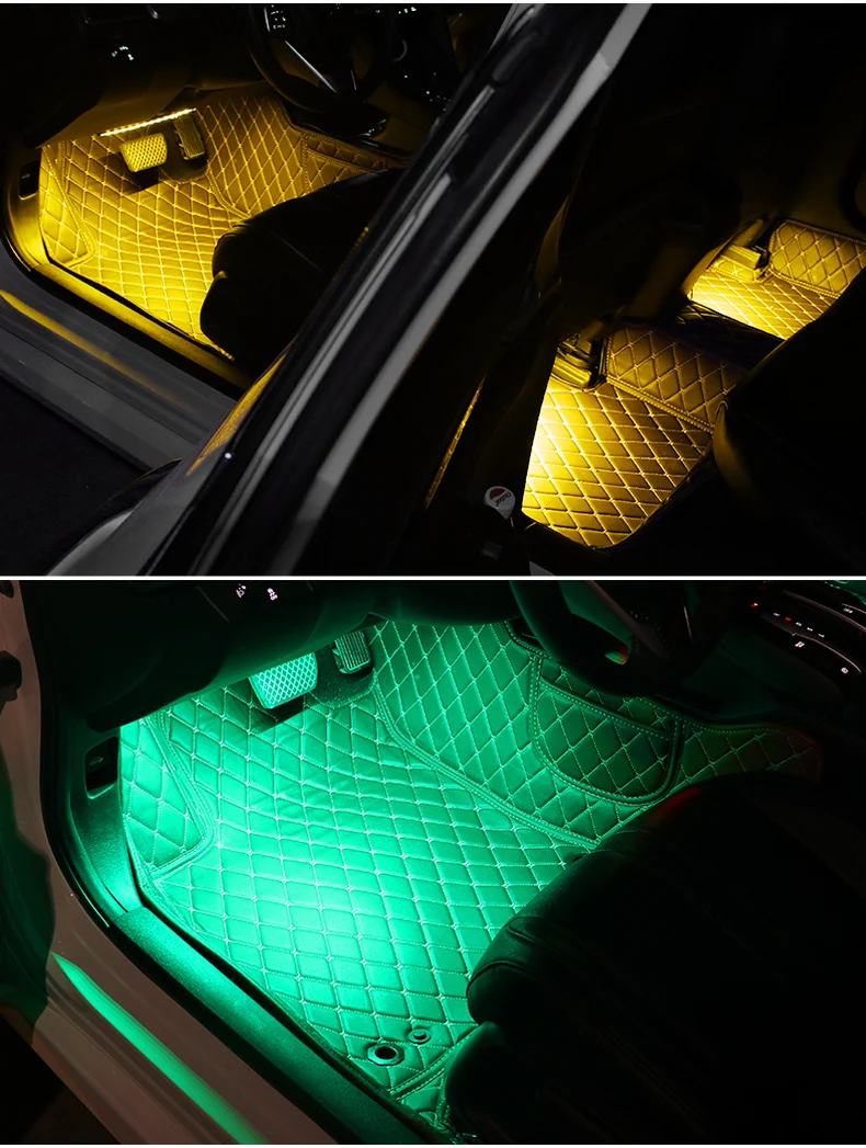 7 цветов музыкальное управление Авто RGB полоса ножной светильник с usb внутри атмосферная лампа с дистанционным управлением украшение салона автомобиля