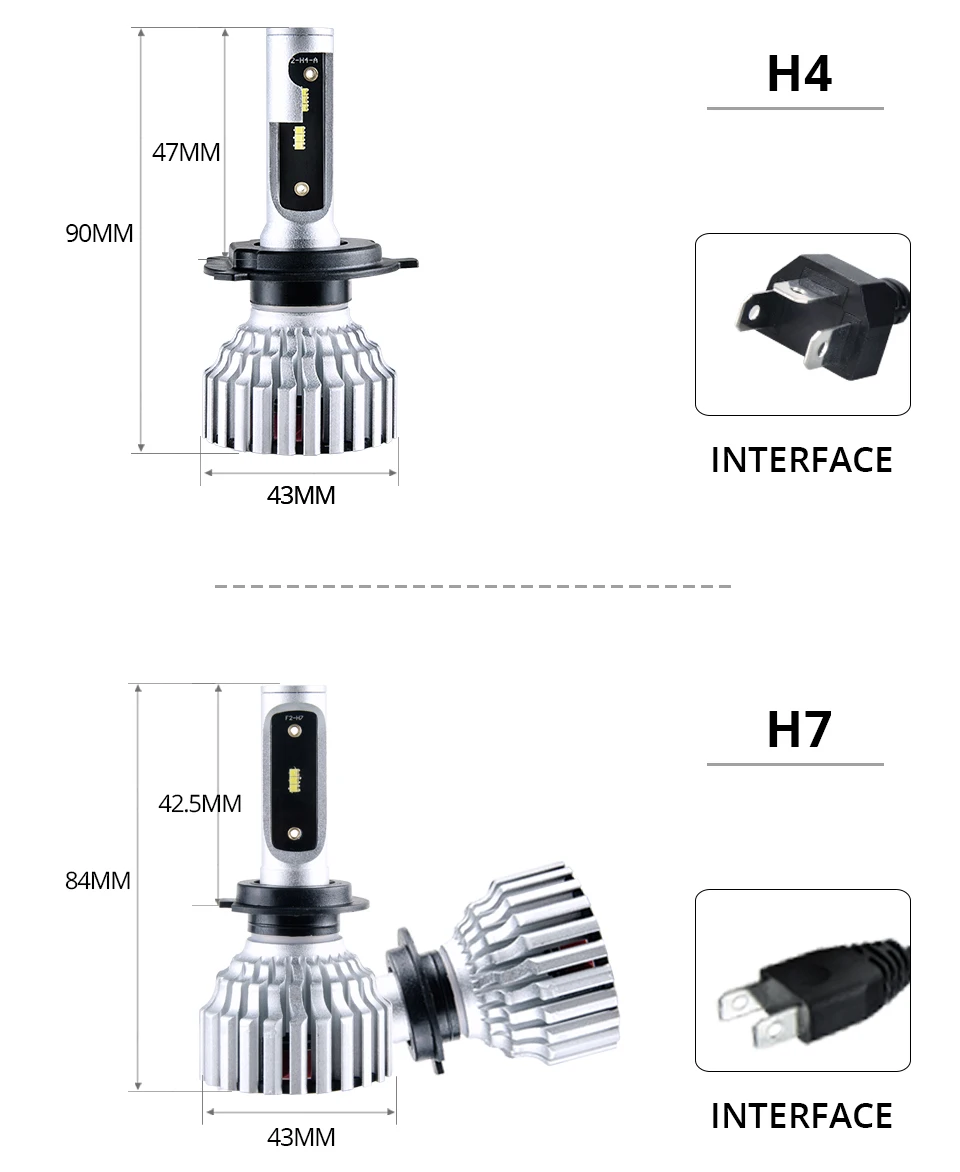 Foxcnsun Auto ampoule H7 LED H4 Car Headlight Lamp ZES 8000LM H11 H8 H9 9006 HB4 9012 Hir 9005 HB3 12V 24V 60W 6500K Hi Lo beam (14)