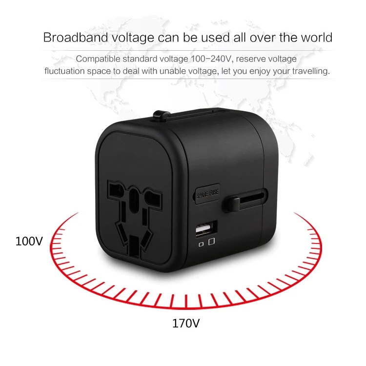Универсальный дорожный переходник с разъемами usb type C 4.5A и EU US UK US для всех стран CE. ROHS. FCC утвержден 166C