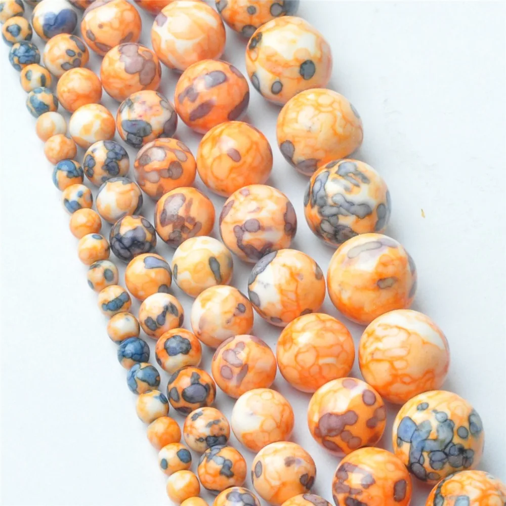 

LNRRABC 4MM 6MM 8MM 10MM 12MM Natural Yellow Dots Rainbow Stones Round Spacer Loose Beads For Necklace Bracelet Charms Jewelry