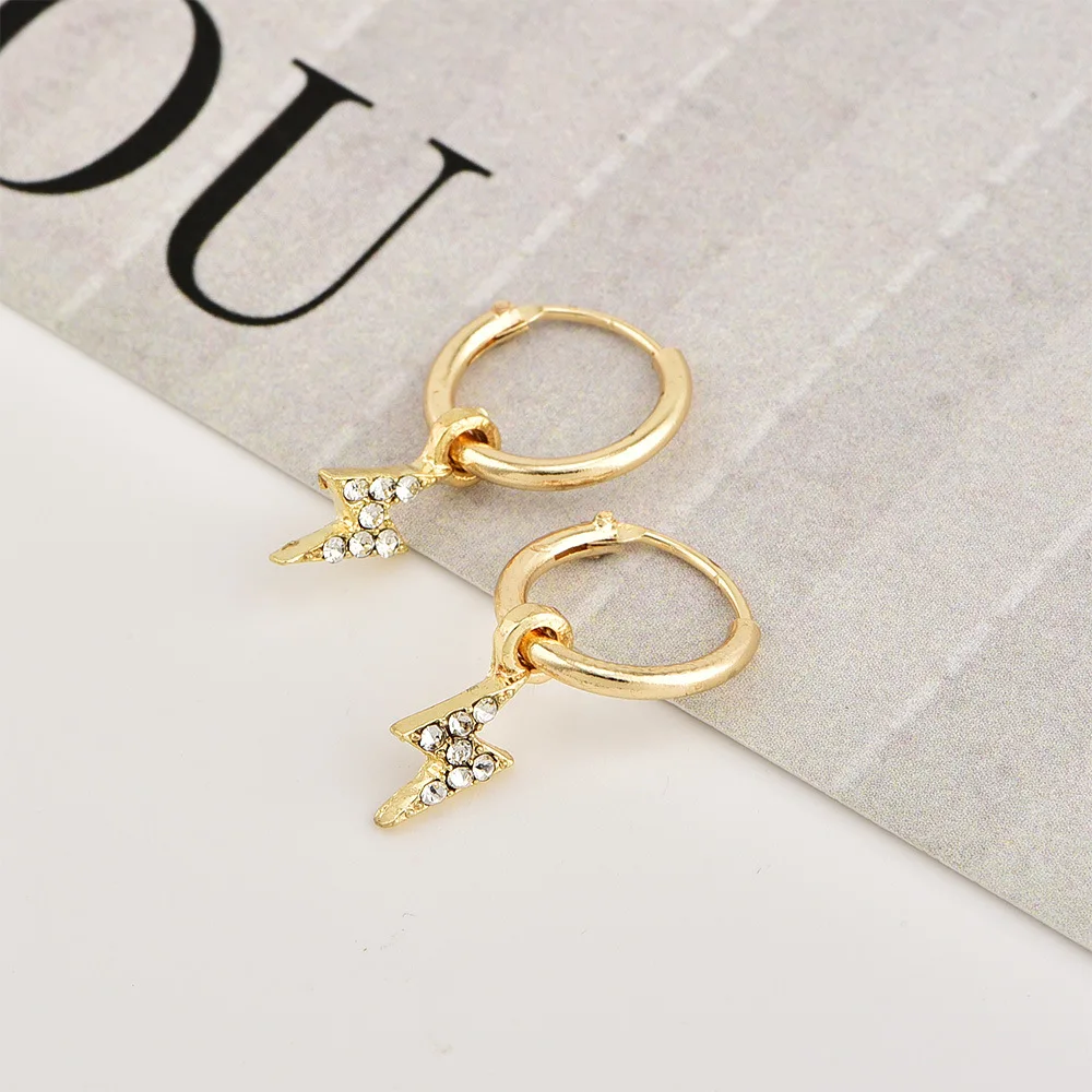 

LE SKY Hot Sale Vintage Antique Gold Lightning Cross Earring Punk Alloy Earring for Women Bohemia Jewelry