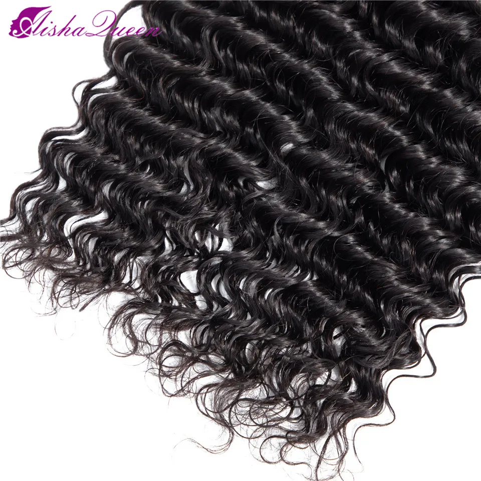 Aisha Queen 100% Human Hair Bundles Deep Wave 1 Bundles Non Remy Brazilian Hair Weave Natural Color 8\