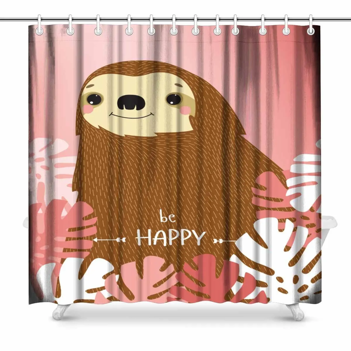 Aplysia Funny Cute Sloth Fabric Bathroom Decor Shower Curtain Set with
