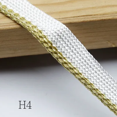 10 yards/lot White multi-style with gold wire braided ribbon rope gold edging flange trim accessories DN487 - Цвет: H4