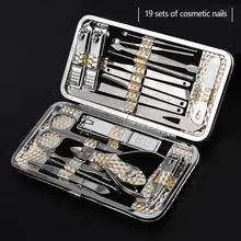 19 шт./компл. кусачки для ногтей из нержавеющей стали комплект для ухода