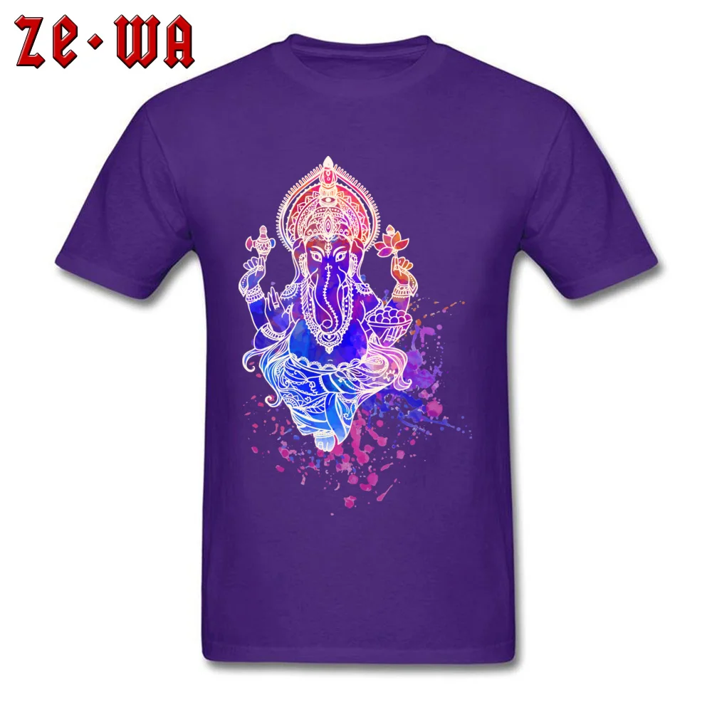 ganesha shiva ganesh201897Y Short Sleeve Tops Shirt Crew Neck Cotton Fabric Man T-Shirt Design Tops Shirts New Arrival ganesha shiva ganesh201897Y purple