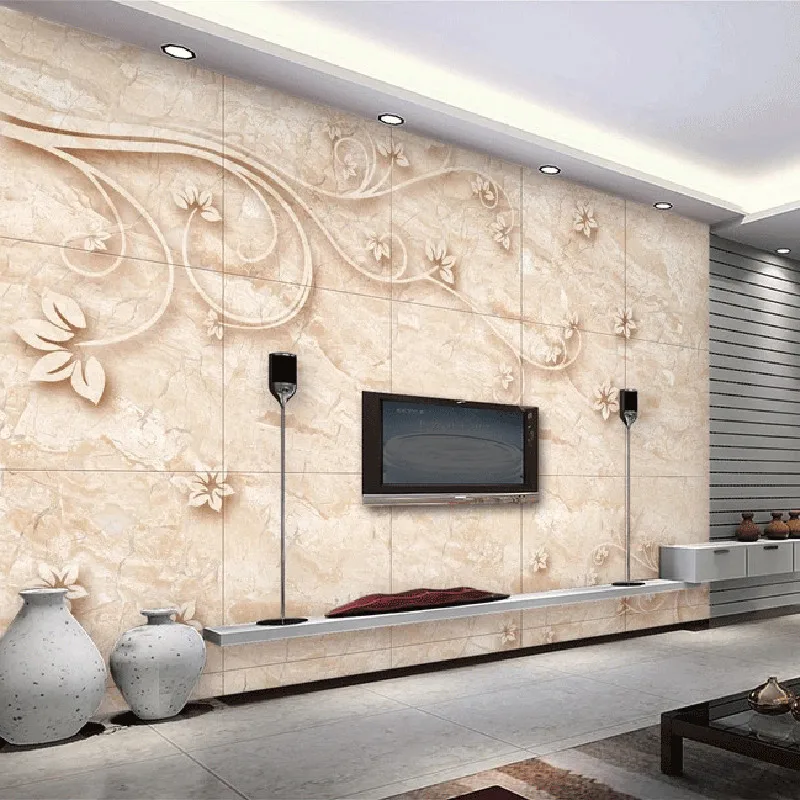 Custom 3D Fabric Textile Wallcoverings For Walls Matt Silk For Living Room TV Background Murals European Flowers Marble Pattern Custom 3D Fabric Textile Wallcoverings For Walls Matt Silk For Living Room TV Background Murals European Flowers Marble Pattern
