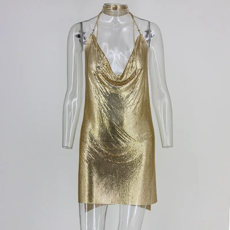 Kendall Jenner платье для дня рождения блестящее Серебряное платье с блестками мини Vestidos с открытой спиной модные женские наряды для ночного клуба - Цвет: gold