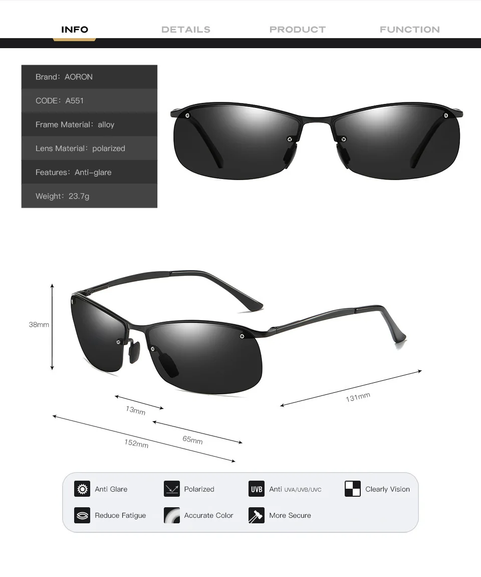 AORON, новинка, фотохромные солнцезащитные очки для мужчин, для вождения, поляризационные солнцезащитные очки, хамелеон, для вождения, защитные очки для ночного видения