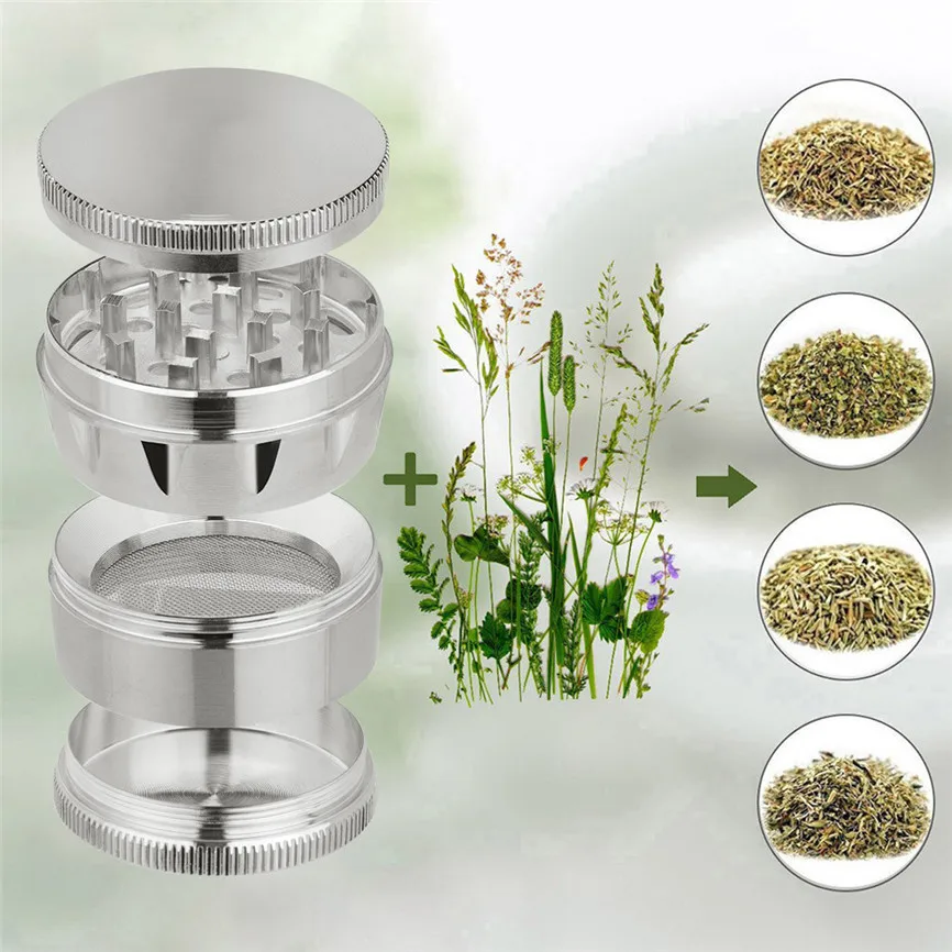 

4-layer 50mm Metal Herb & Spice Mills Tobacco Grinder Spice Graters Cursher Crank Muller Mill Pollinator Smoking Accessories D#3