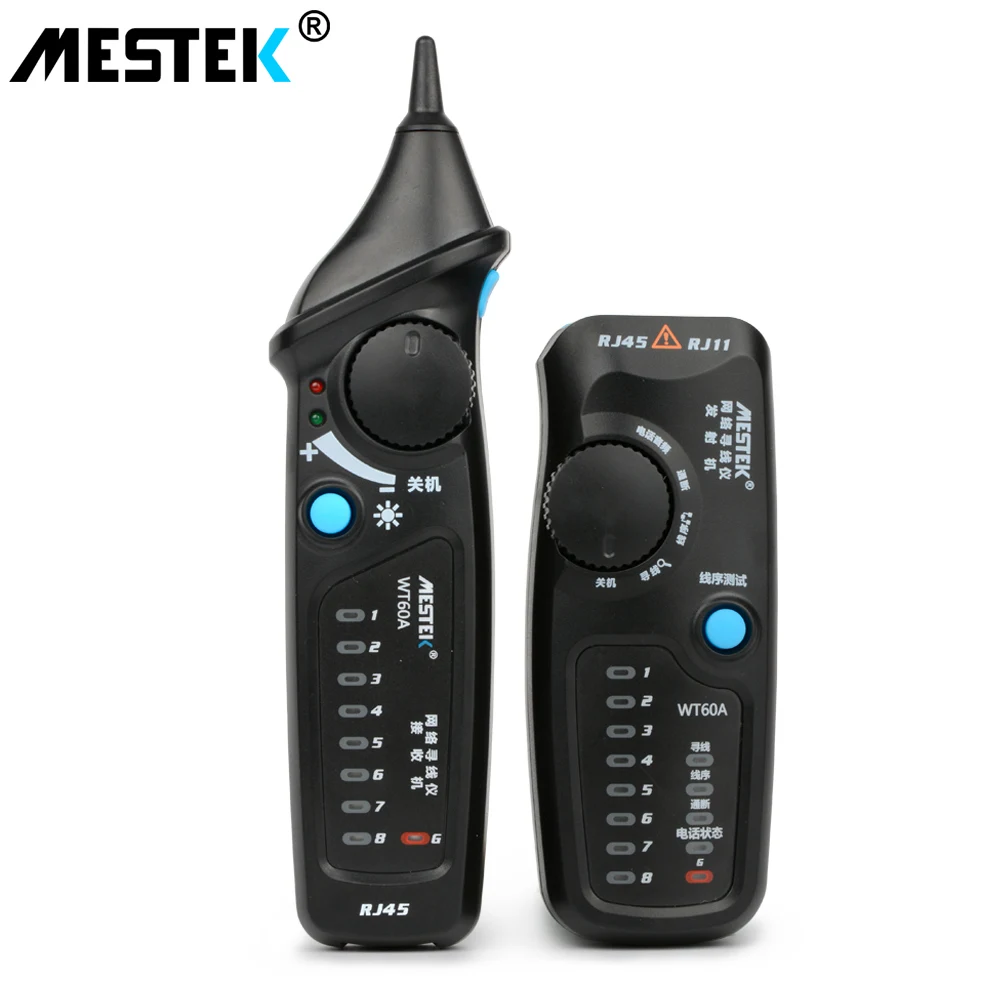 

MESTEK WT60A Telephone Wire Tracker RJ11 RJ45 Cat5 Cat6 Tracer Toner Ethernet LAN Network Cable Tester Detector Line Finder