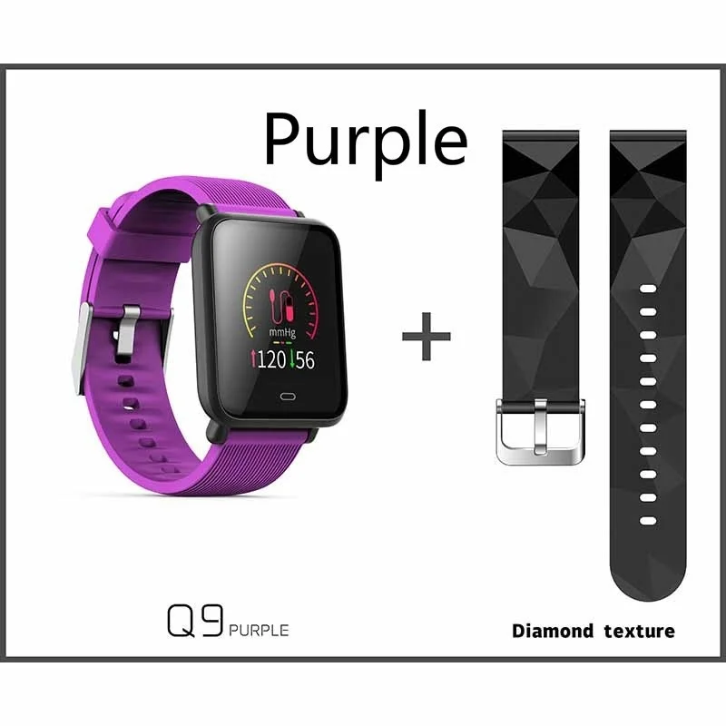 Q9 Смарт часы кровяное давление монитор сердечного ритма IP67 Водонепроницаемый Спорт Фитнес Trakcer часы для мужчин и женщин Smartwatch - Цвет: Purple