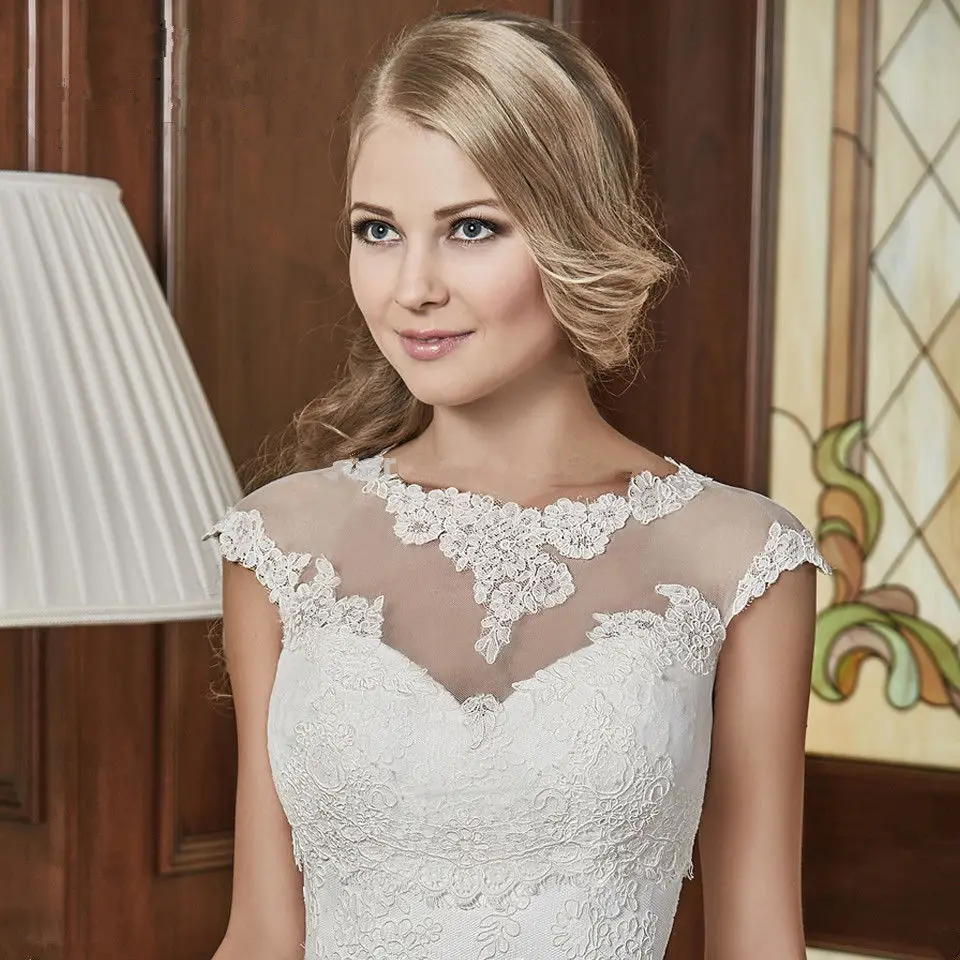 Hot Sale Cap Sleeves Lace Appliques Bridal Bolero Wedding Jackets