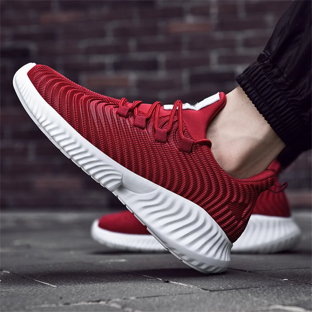 

Outdoor Sports male Shoes Damping Non-Slip Striped Leisure platform shoes Shock Absorber Breathable Running Shoes for male