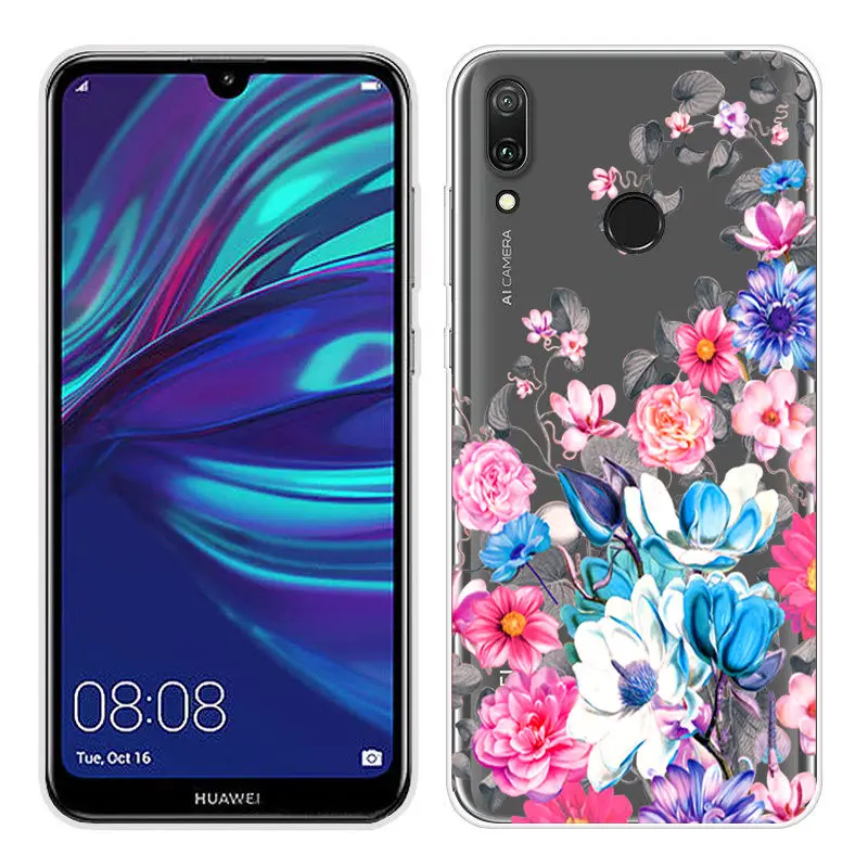 Cartoon Case for Huawei Y6 2019 Case Soft Silicone Back Cover Phone Case For Y7 2019 Honor 8x 9 10 Clear TPU Y 6 2019 Cover Capa (33)