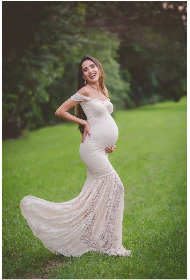 Окей мам платья для беременных; одежда для фотосессии Беременность платье фотографии Сексуальная Слэш вечерние труба Костюмы для