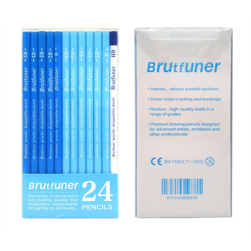 Художник Studio 14/24 шт. 6H-HB-8B-14B набор чертежный набор карандаша нетоксичный Угольные карандаши Профессиональный Графитовые Карандаши - Цвет: 24pcs Pencils