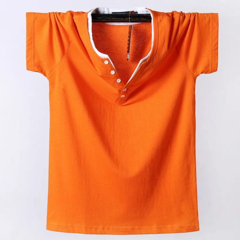 8XL Men Plus size brand t shirt orange tops Tee Shirt Summer 6XL 7XL ...