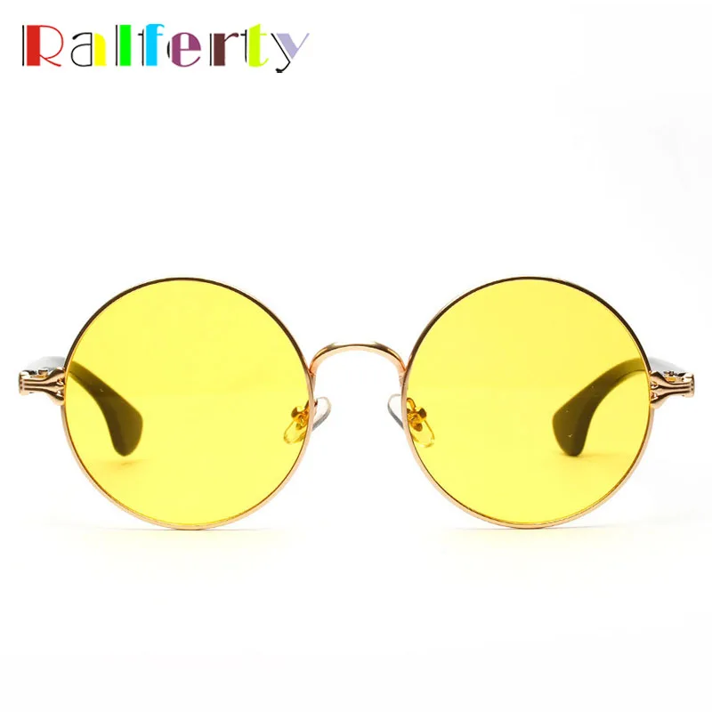Ralferty Candy Colored Sunglasses Women Round Sun Glasses Yellow Blue Pink Transparent Eyewear Ladies Circle Sunglass 6301 2