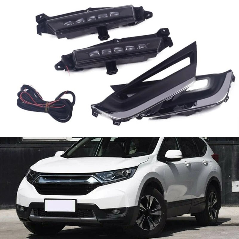 

2pcs Car LED DRL Daytime Running Light Front Bumper Lamp For Honda CRV CR-V 2017 2018 Fog Lamp Refit Accessories