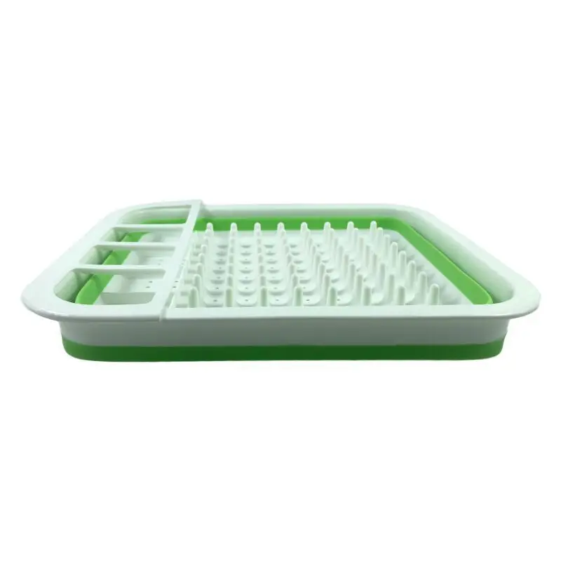 Folding Drain Bowl Rack Dish Rack Cutlery Storage Box Collapsible Dish Drainer Cutlery Stand Cup Holder Kitchen Tools - Цвет: green