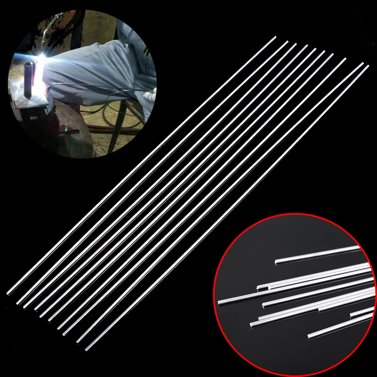 OSSIEAO 10pcs 2.4mm*450mm Silver Low Temperature Welding Rod Metal Aluminum Magnesium