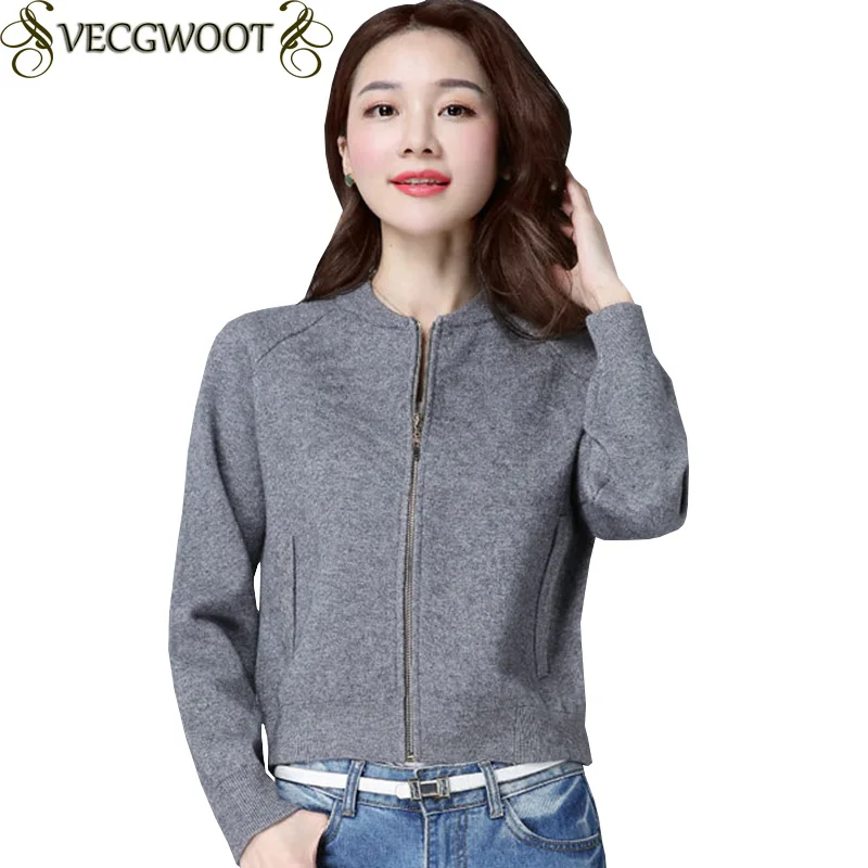 

Female Spring/Autumn Short Jacket Women New Fashion Knitted Cardigan Sweater Coat Women Solid color Large size Sweater X1263