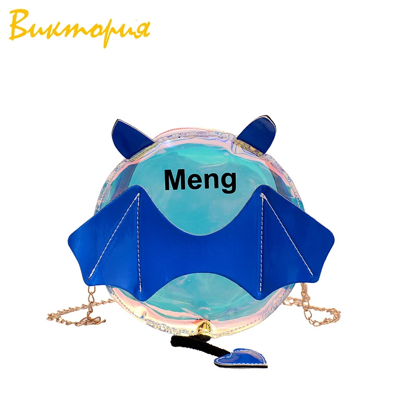 

2019 New Girl Fashion Wave Waterproof Transparent Jelly Beach Clutch Bag Female Circularity Cute Small Bat Modeling Shoulder Bag