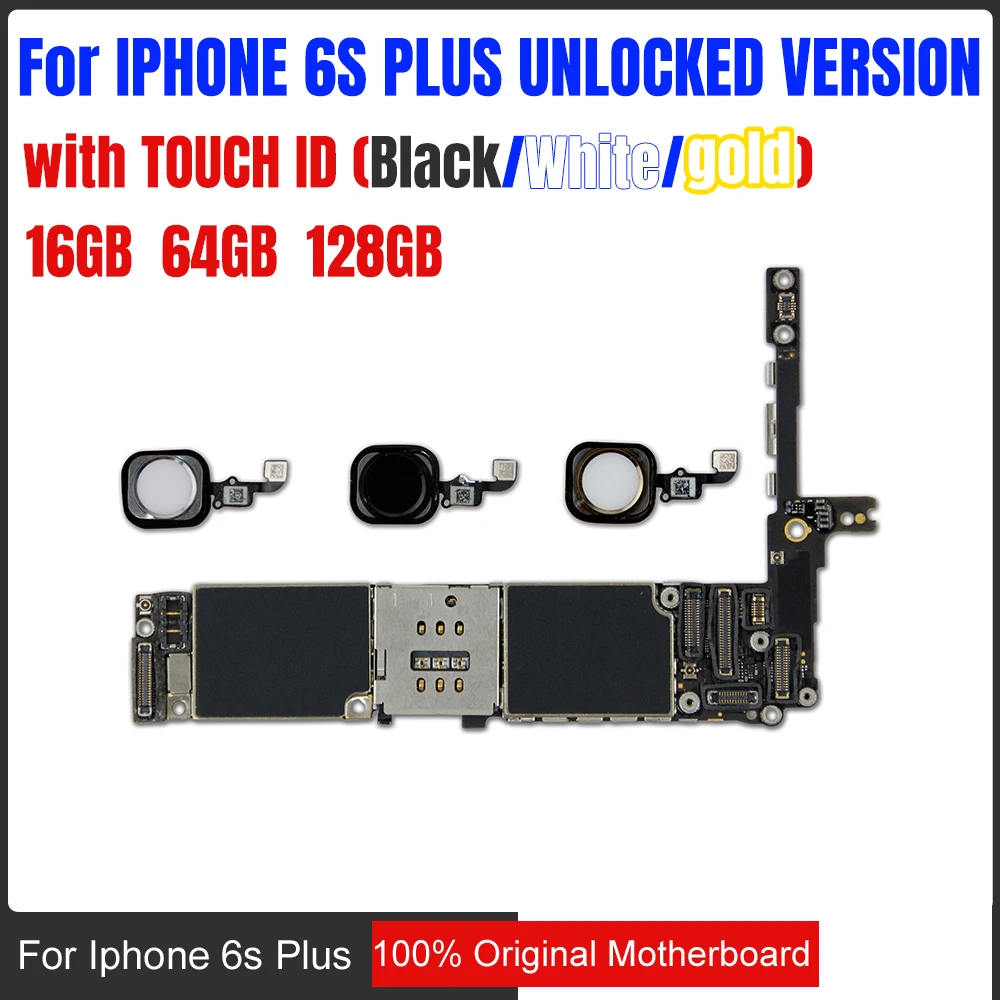 

16gb / 64gb / 128gb Original unlocked for iPhone 6S Plus Motherboard with / without Touch ID Logic board for iphone 6s 5.5inch