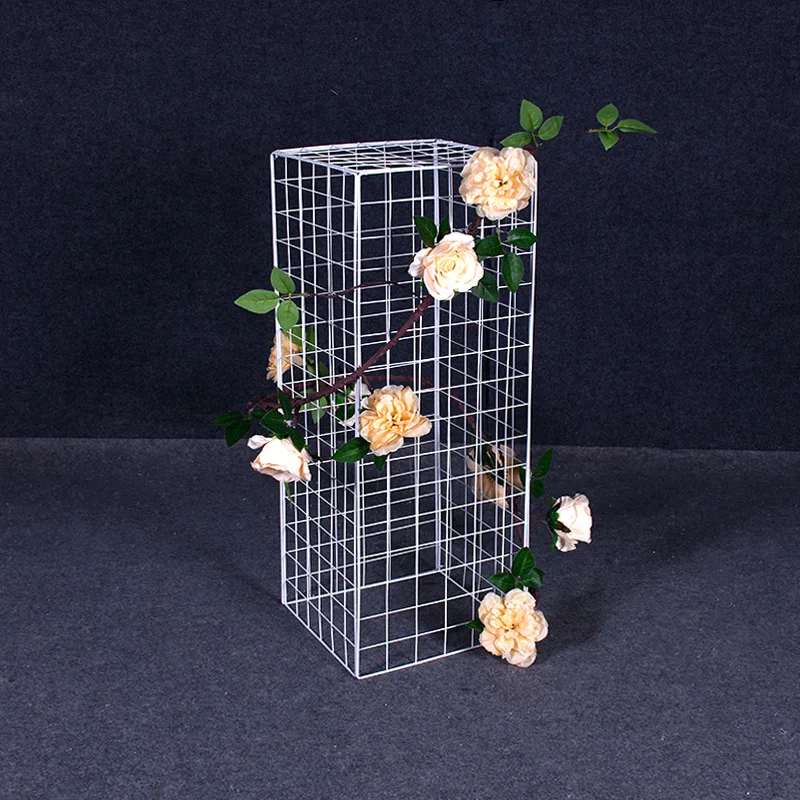 

new grid road lead flower frame wrought iron geometric balloon road lead column party decorative flower stand wedding decor 30cm