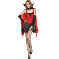 Новый для женщин леди красные, черные вампира взрослых страшные день всех святых, косплей костюмы карнавальные принадлежности для