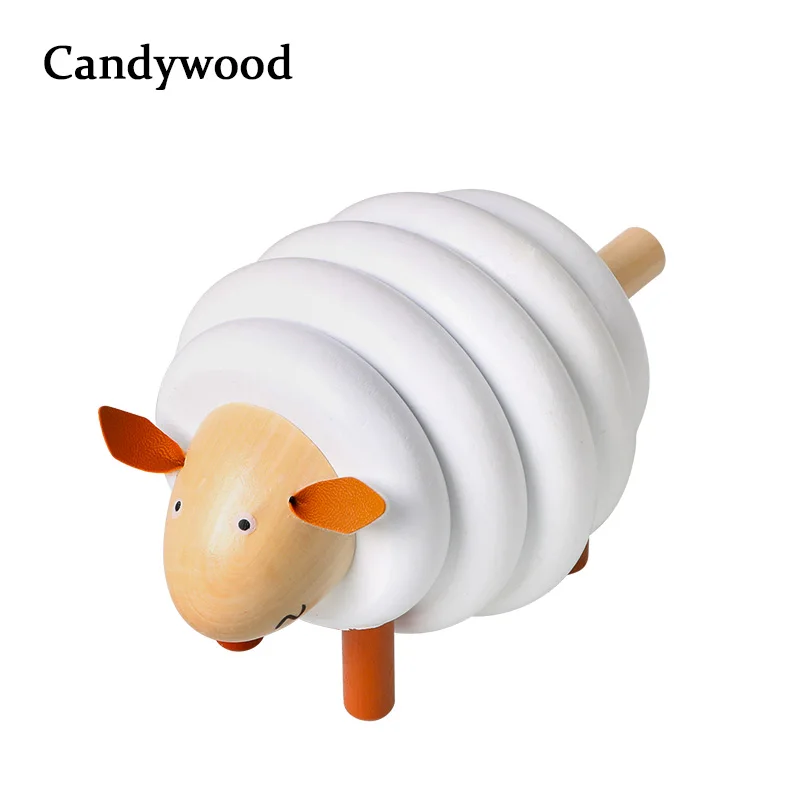 

Kids Wooden Toys Creature Blocks Cute Cartoon Sheep Drawstring Toys Removable Assembling Blocks Educational Toys for Children