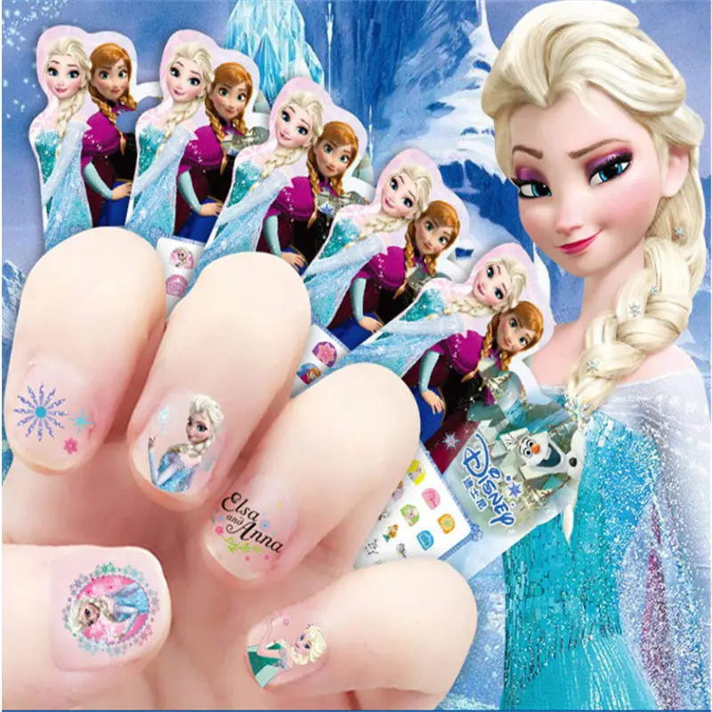 Disney princesse ongle autocollant bébé filles enfants manucure Applique congelé dessin animé ongle autocollant Elsa et Anna mickey