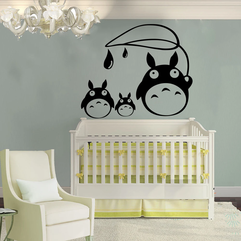 Cartoon My Neighbour Totoro  Wall Decal Nursery Kids Room Japanese Animation Totoro Cat Wall Sticker Bedroom Vinyl Home Decor (1)