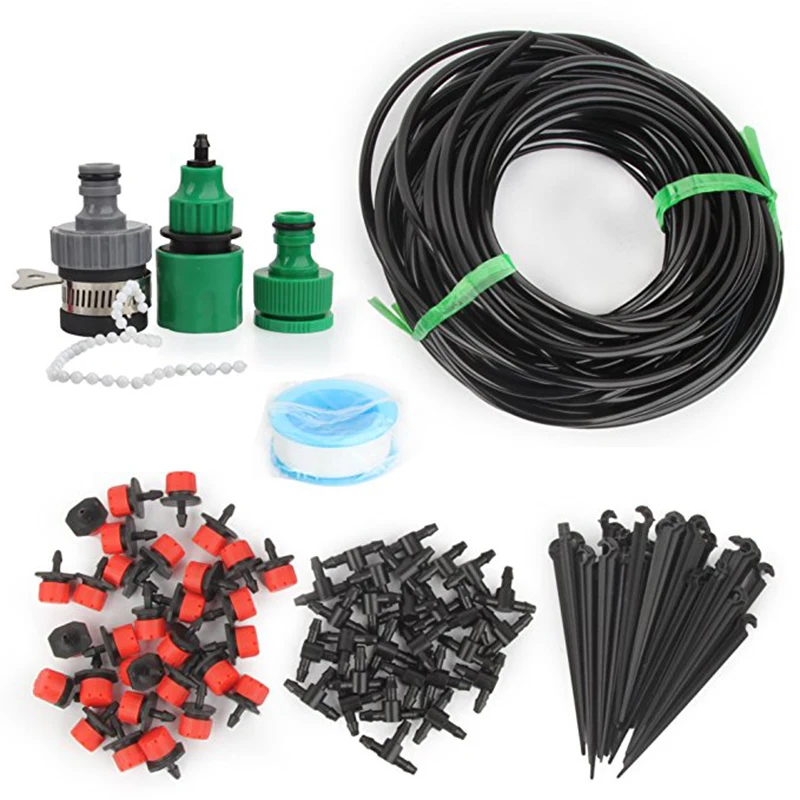 

Garden Drip Irrigation Kits Fittings System Watering Kits silicone Hose Clamp Plant Smart Controller 25M DIY Suits