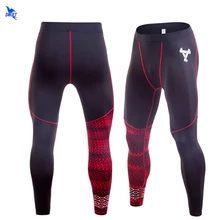 Мужские компрессионные брюки для бега Утягивающие колготки быстросохнущие брюки для бодибилдинга тренажерный зал подходят Лоскутная эластичная спортивная одежда леггинсы